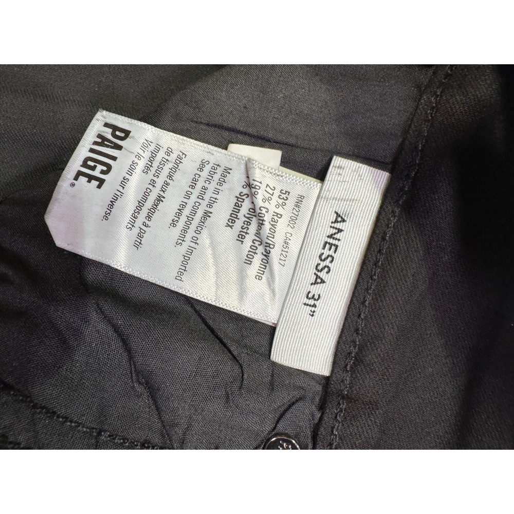 NWT PAIGE Jeans Womens 29 Black Anessa 31 High Rise Wide Leg Fog Luxe Coating - Picture 10 of 16